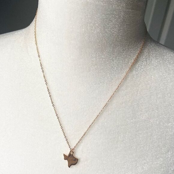 Sterling silver Texas state rose gold necklace - Picture 1 of 4